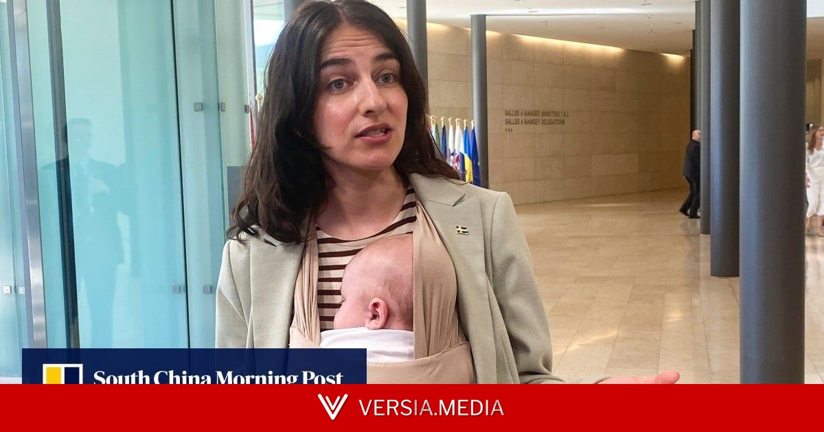 Swedish minister brings baby to EU meeting, a first for the bloc